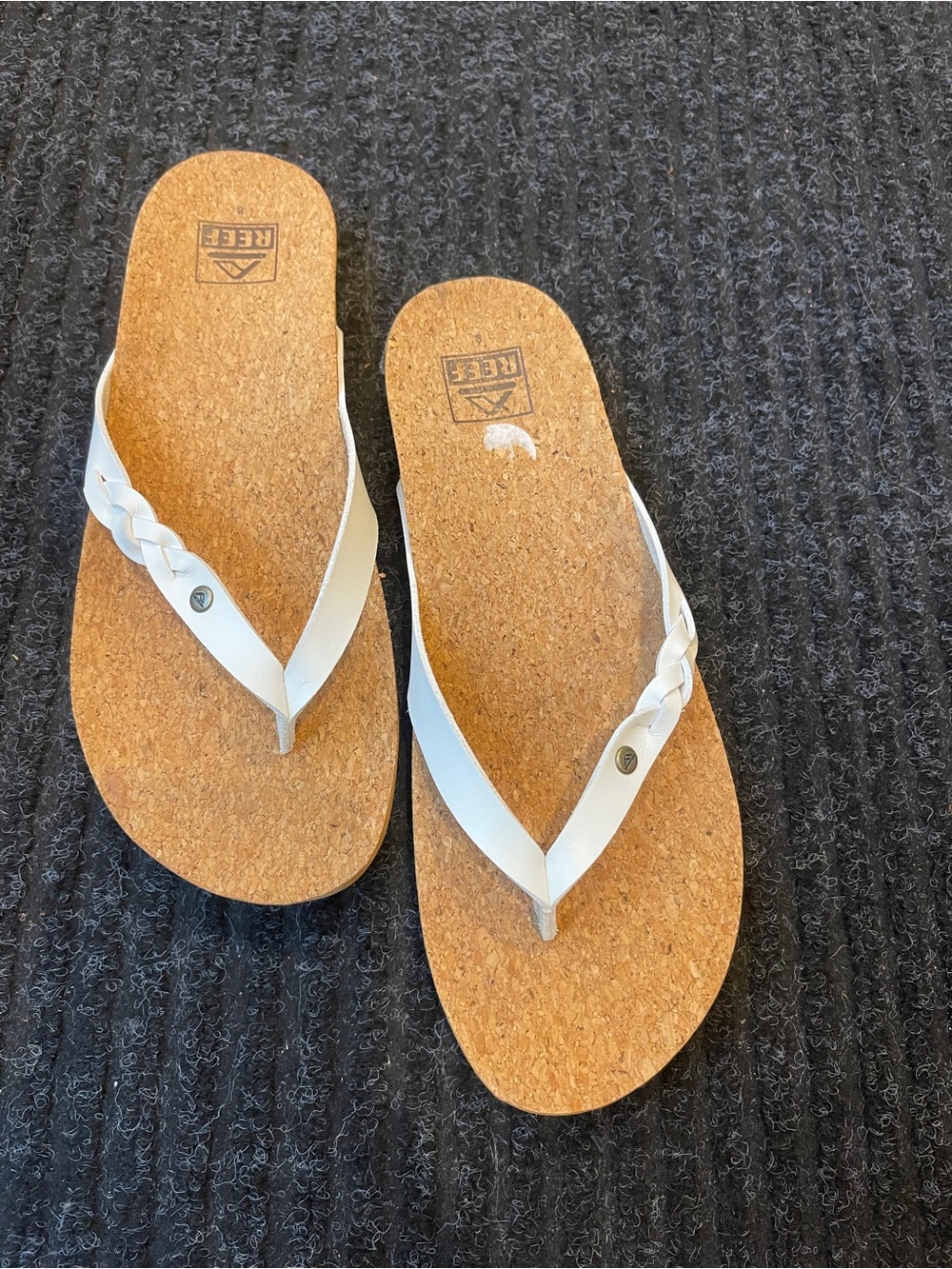Reef Women's White Braided Cork-Style Flip Sandals